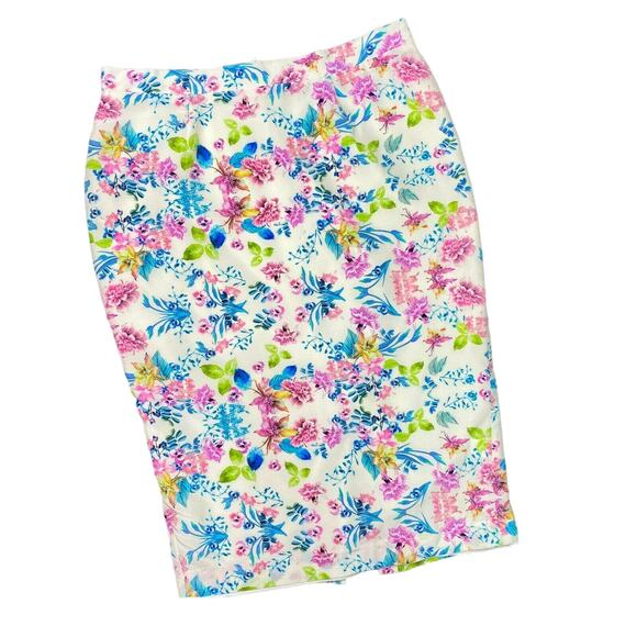 AMANDA UPRICHARD for REVOLVE | sz M Women's White Multi Floral Silk Pencil Skirt - Picture 2 of 6